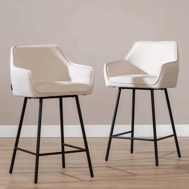 Bronx71 Barkruk Ciara linnen off white 65-78 cm - barstoel Wit