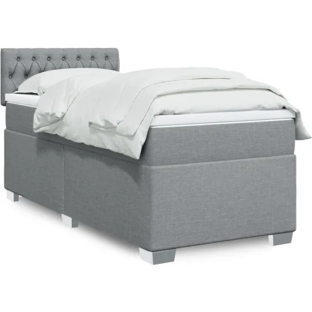vidaXL Boxspring met matras stof lichtgrijs 80x200 cm grijs