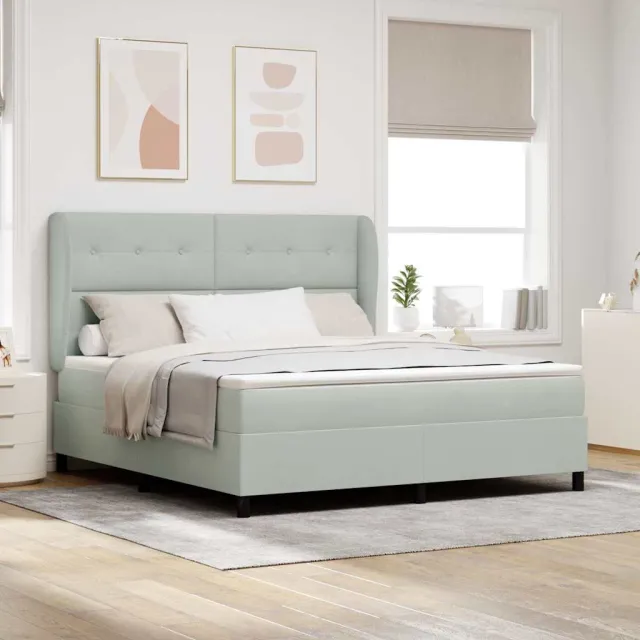 vidaXL Boxspringbed met hoofdeinde Lichtgrijs 200 x 180 cm Fluweel