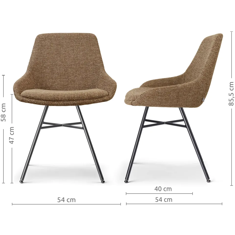 Nolon Noa-Isa eetkamerstoel bruin blend - zwart onderstel, foto 3