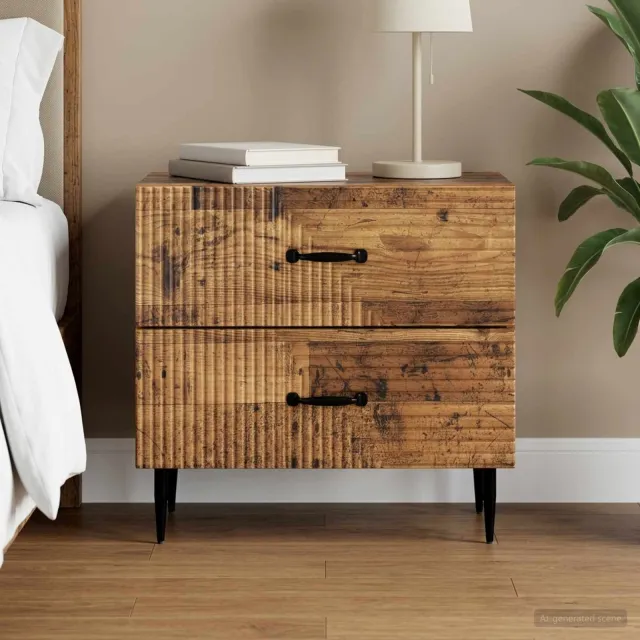 vidaXL Nachtkastje met lade Oud hout 62 x 34,5 x 47,5 cm Bewerkt hout Bruin