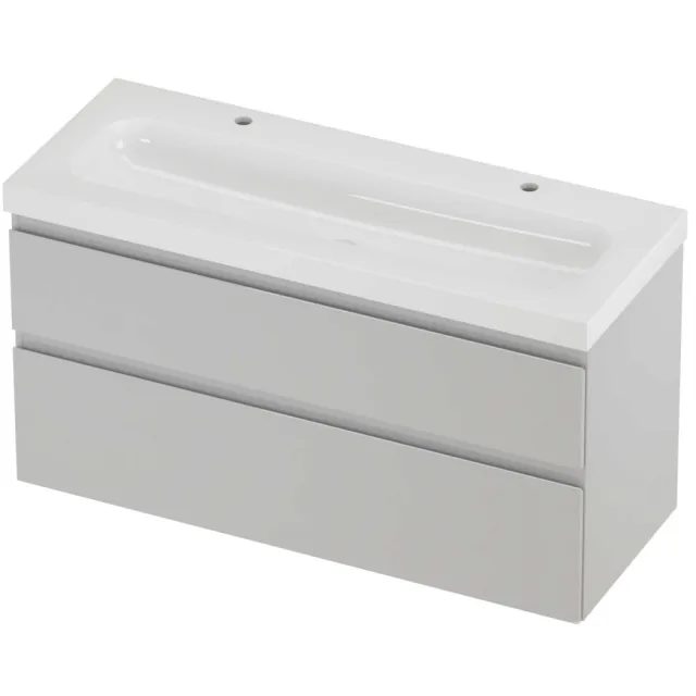 Proline Haga Badmeubelset Polystone Mezza 2 Kraangaten 120x46x66 cm Glans Wit Glans Wit