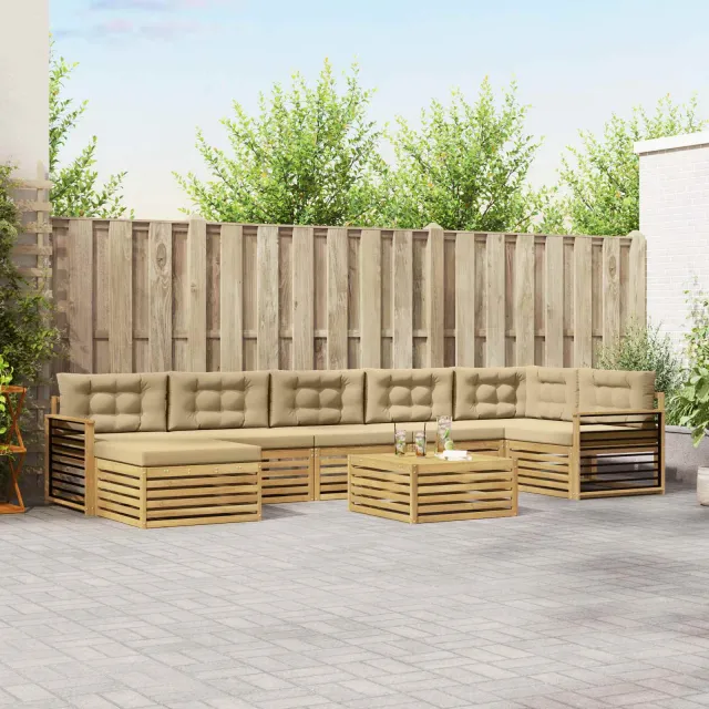 vidaXL Buiten bankenset 8 st 7-zits Wit en Beige