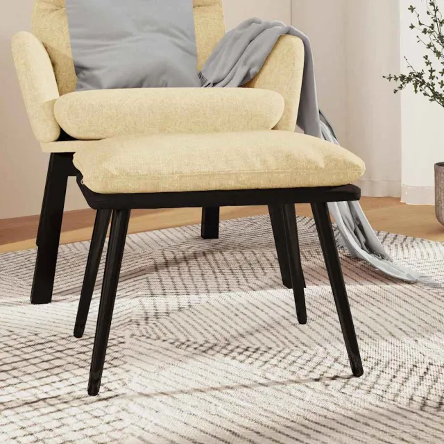 vidaXL Voetenbank 45x29,5x35 cm stof en kunstleer crèmekleurig, foto 2