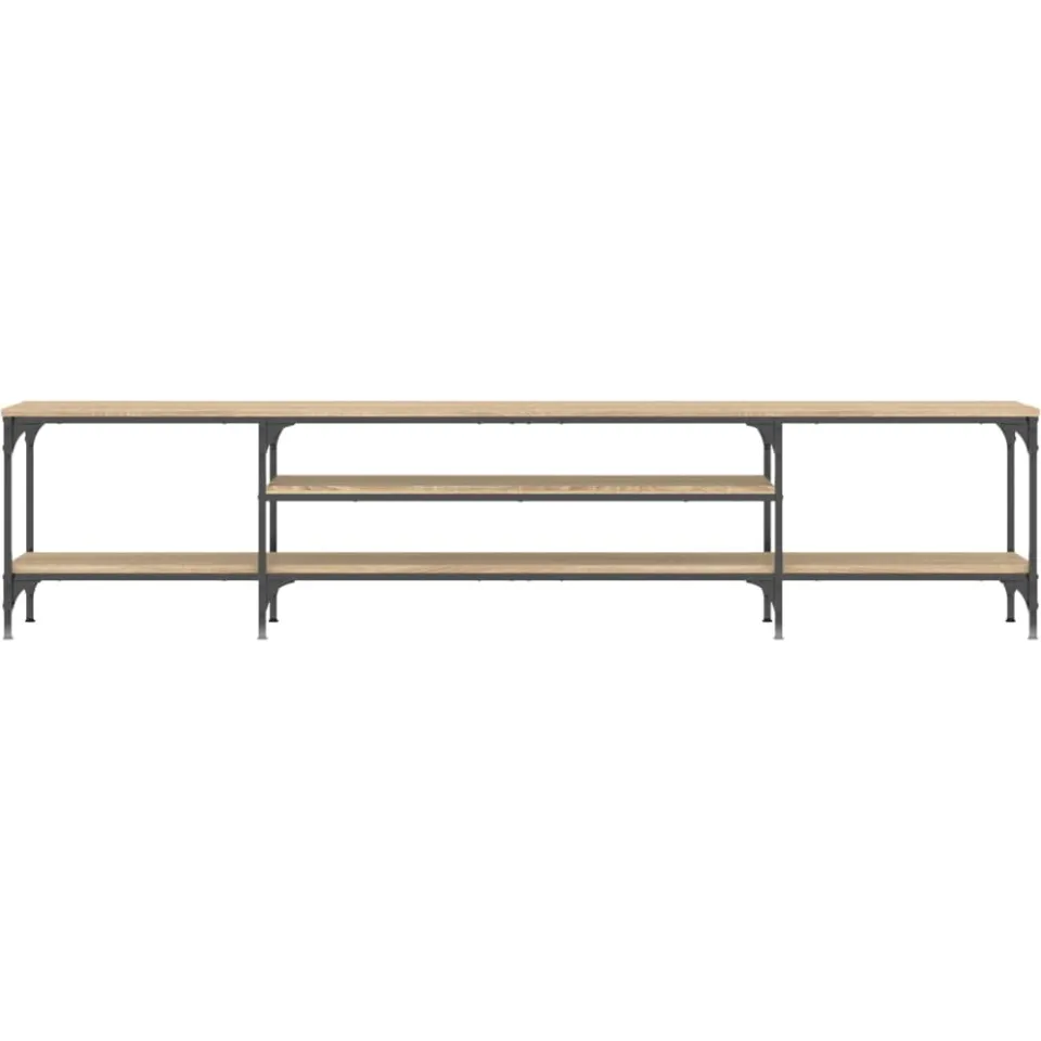 vidaXL Tv-meubel 201x35x45 cm bewerkt hout en ijzer sonoma eikenkleur Beige