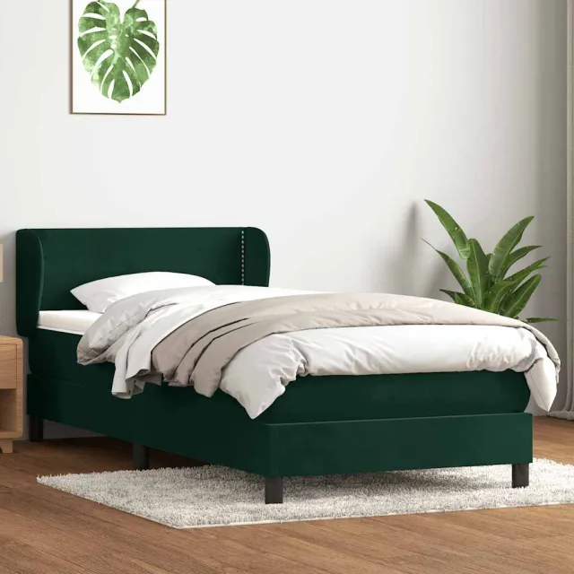 vidaXL Boxspring met matras fluweel donkergroen 80x220 cm groen