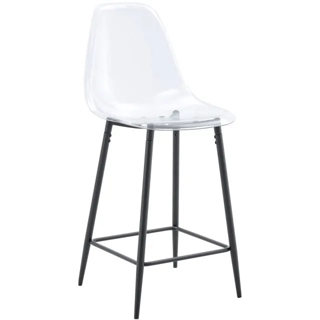Merax Barstoelen Set van 2 - Transparante Barkrukken - Acryl Zitting met Zwart Metalen Frame - Moderne Barstoelen voor Keuken en Bar