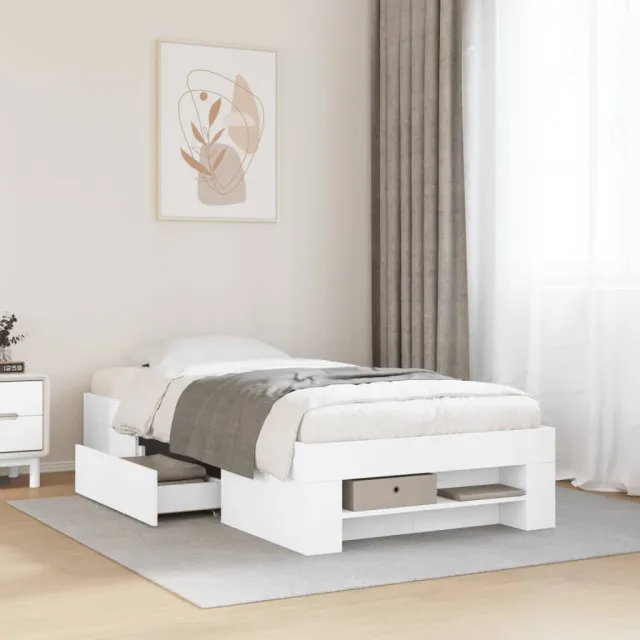 vidaXL Bedframe bewerkt hout wit 90x200 cm