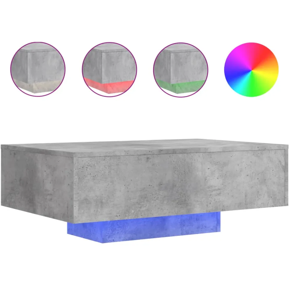 vidaXL Salontafel met LED-verlichting 85x55x31 cm betongrijs grijs, foto 4