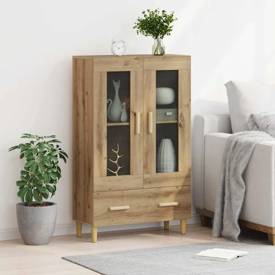 vidaXL Highboard Artisan Eiken 70 x 31 x 115 cm Bewerkt hout, foto 4