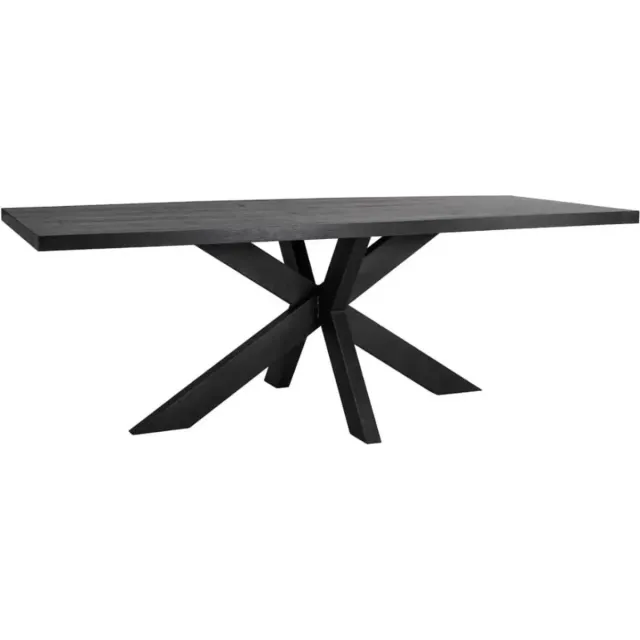 Blackk Interiors Eiken fineer eettafel, Zwart, 240 x 100 x 76 cm (lxbxh)