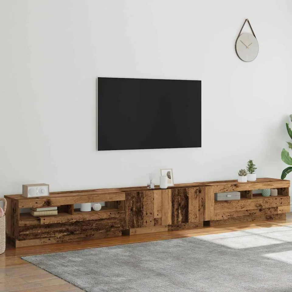 vidaXL Tv-meubel met LED 300x35x40 cm bewerkt hout oud hout bruin, foto 2