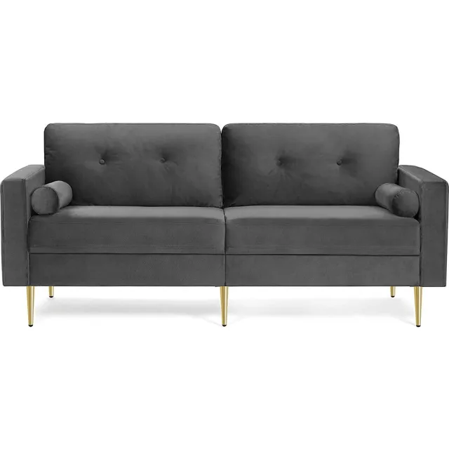 Soof & Tess 3 persoons zitbank - modern - woonkamerbank - metalen frame - houten poten - grijs - 190 x 82 x 84