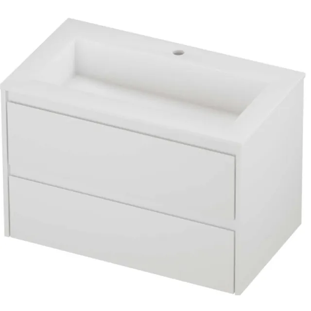 Proline Aristo Badmeubelset Polystone Elegant 1 Kraangat 80x46x54 cm Mat White Mat Wit