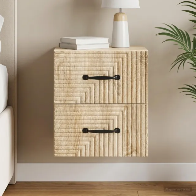 vidaXL Wandbeugel Bedkast Sonoma Eiken 34,5 x 33 x 40 cm Bewerkt hout, foto 2
