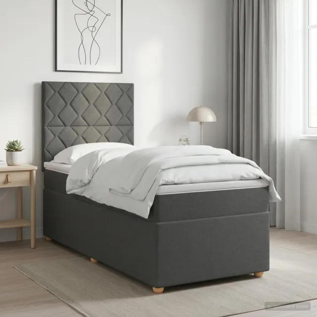 vidaXL Boxspringbed met matras Donkergrijs 80 x 200 cm Stof