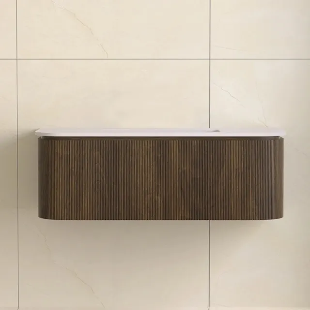 Sanilux Badmeubelset Sanilux Eleganza 120 cm Solid Surface Zonder Kraangat Dark Walnut