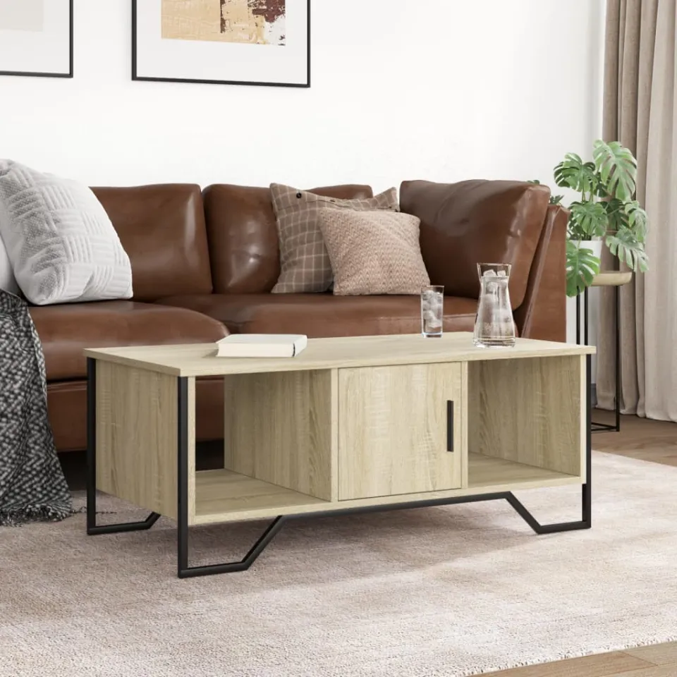 vidaXL Salontafel 100x51x40 cm bewerkt hout sonoma eikenkleurig, foto 3