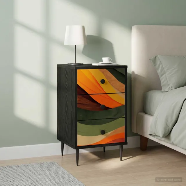 vidaXL Nachtkastje BONN 2 st Zwart eiken 36 x 33 x 61 cm Bewerkt hout, foto 2