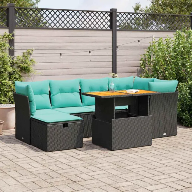 vidaXL 7-delige Loungeset met kussens poly rattan acacia bruin, foto 2