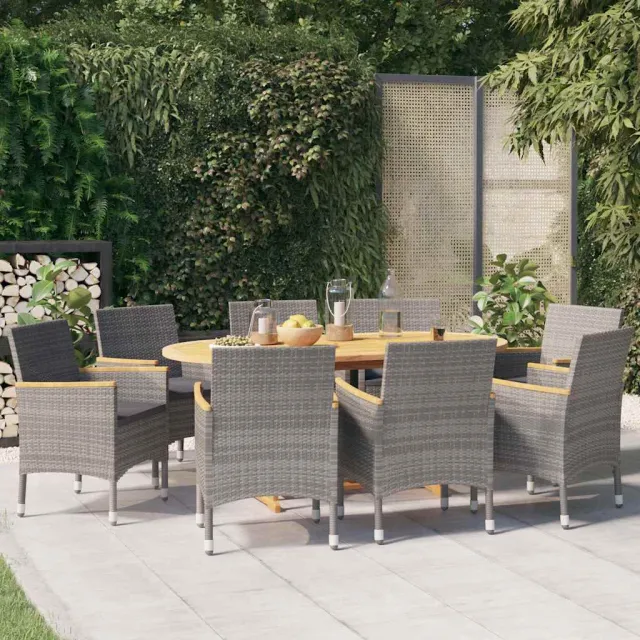 vidaXL 9-delige Tuinset met kussens grijs, foto 2