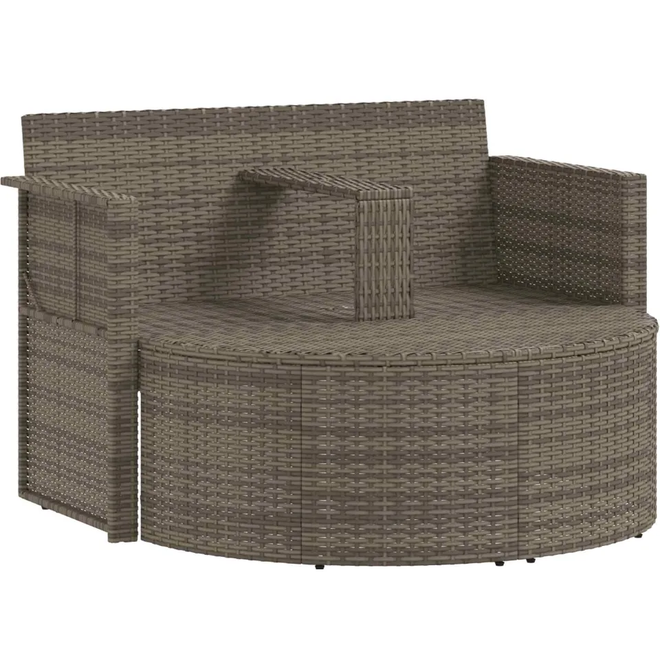vidaXL Tuinbank 2-zits met kussens en parasol poly rattan grijs, foto 2