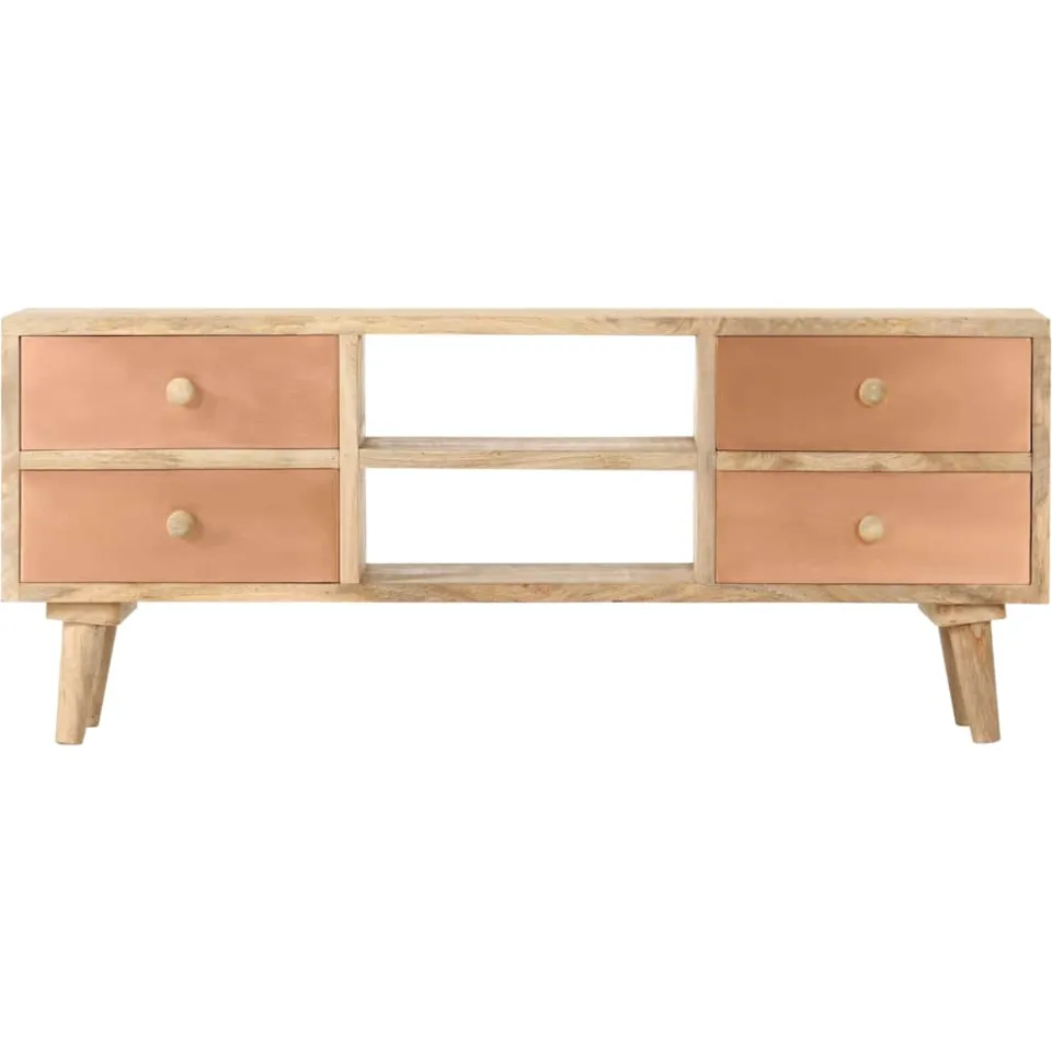 vidaXL Tv-meubel 110x30x45 cm massief mangohout bruin, foto 2
