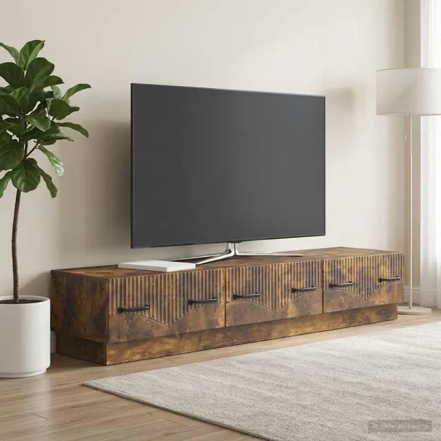 vidaXL TV-kast met lade Gerookt eiken 147 x 34,5 x 27 cm Bewerkt hout, foto 2