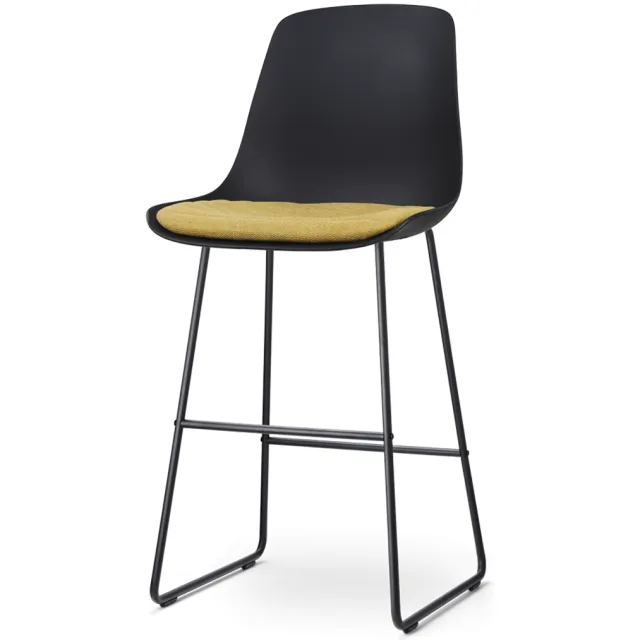 Nolon Nino-Liv barkruk zwart met okergeel zitkussen - zwart onderstel - 75 cm