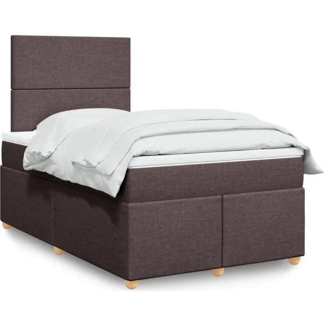 vidaXL Boxspring met matras stof donkerbruin 120x190 cm bruin