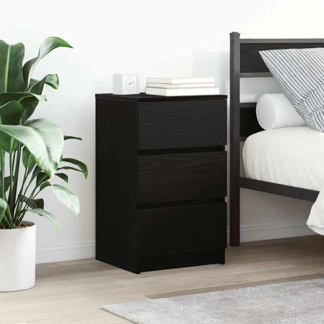 vidaXL Nachtkastjes met 3 lades 2 st 39x35x65 cm zwart, foto 2