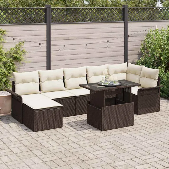 vidaXL Tuin Sofa Set 8 st Bruin Poly riet, foto 2