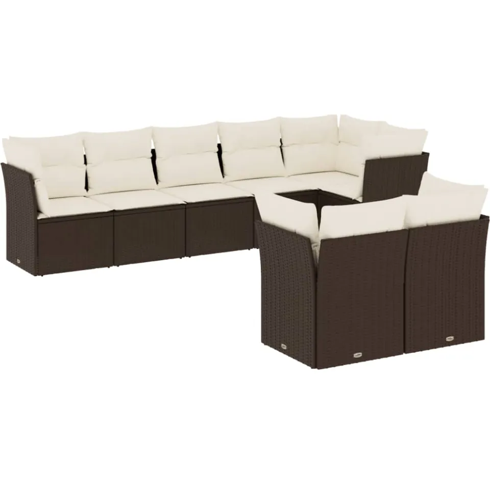vidaXL 8-delige Loungeset met kussens poly rattan bruin, foto 3