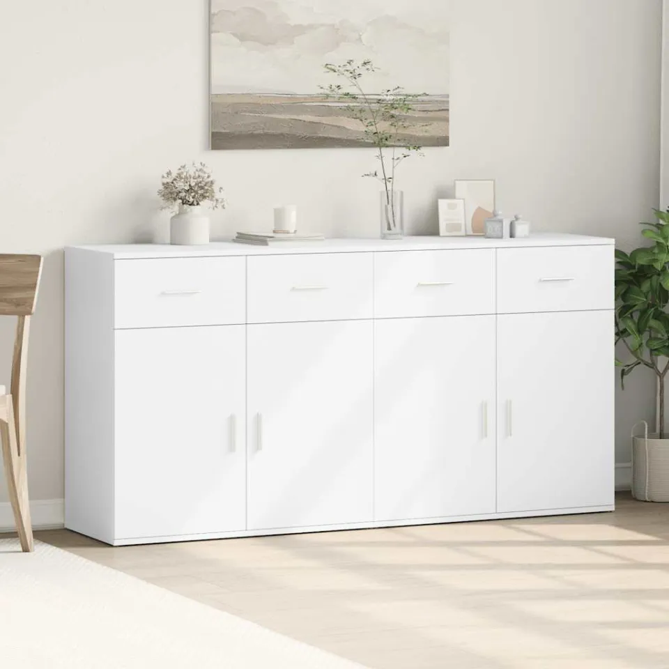 vidaXL Dressoirs 2 st 79x38x80 cm bewerkt hout wit, foto 3