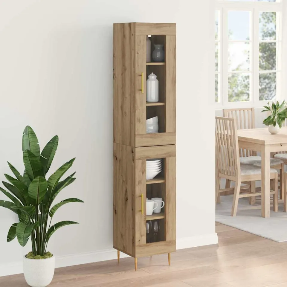 vidaXL Hoge kast 2 st Artisan Eiken 34,5 x 34 x 180 cm Bewerkt hout, foto 4
