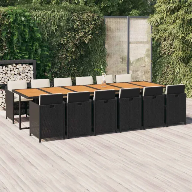 vidaXL 13-delige Tuinset met kussens poly rattan zwart, foto 2