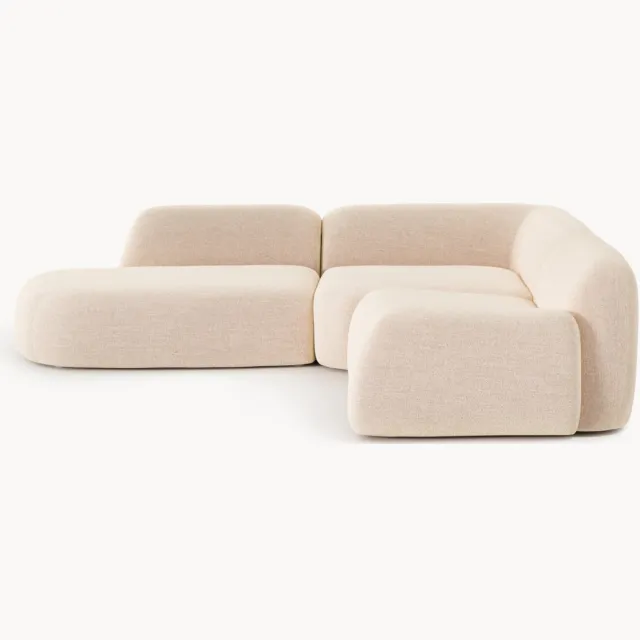Westwing Collection Modulaire bouclé hoekbank Wolke (4-zits) met chaise longue roze
