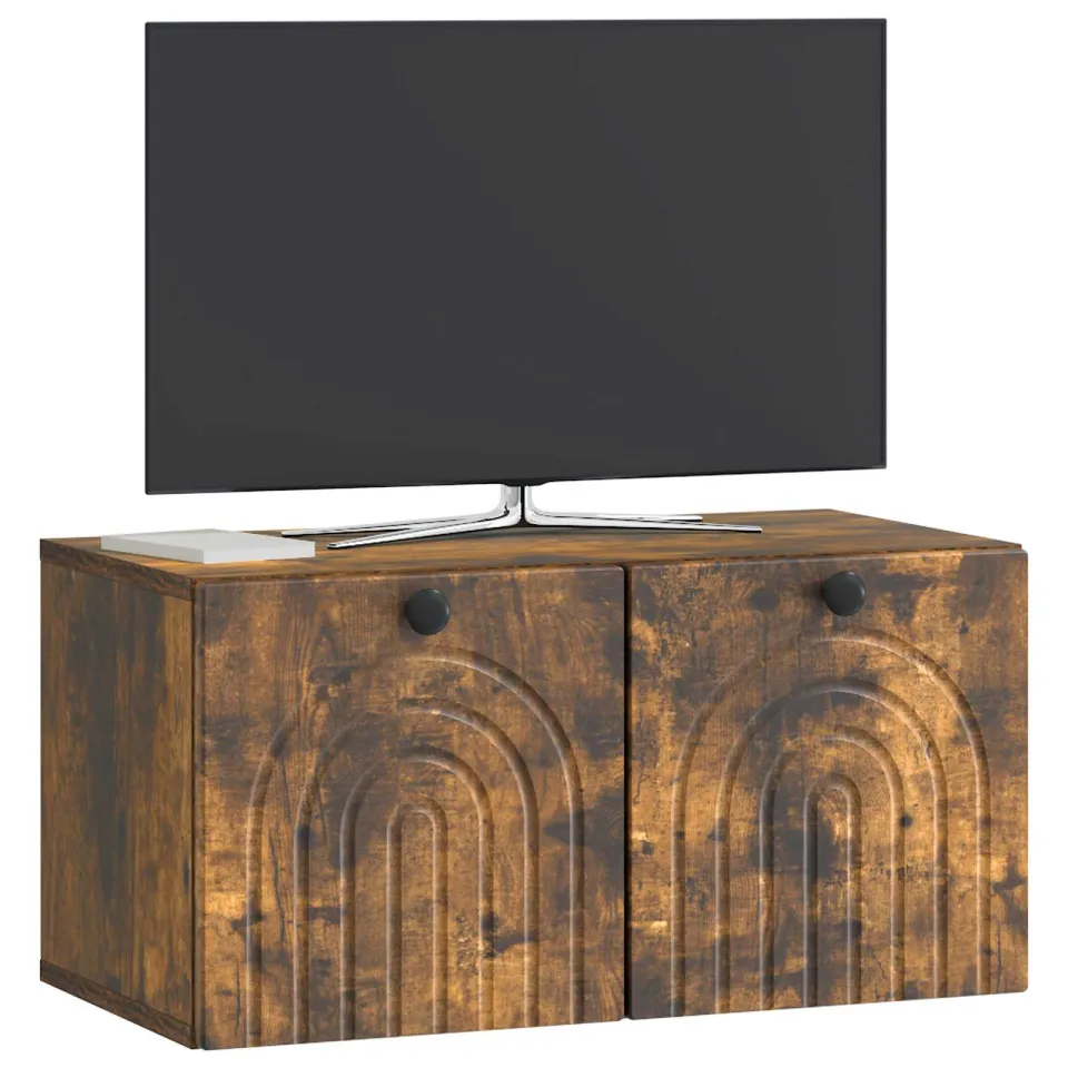 vidaXL Wandbeugel TV-kast Gerookt eiken 59,5 x 31 x 30 cm Bewerkt hout Bruin