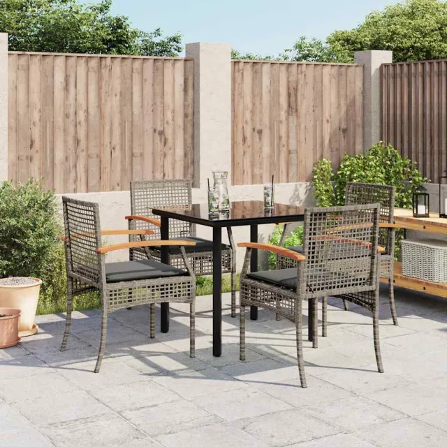 vidaXL 5-delige Tuinset met kussens poly rattan grijs, foto 2