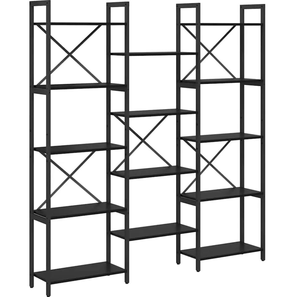 vidaXL Boekenkast 156 x 25 x 167 cm Bewerkt hout Zwart Eiken, foto 3