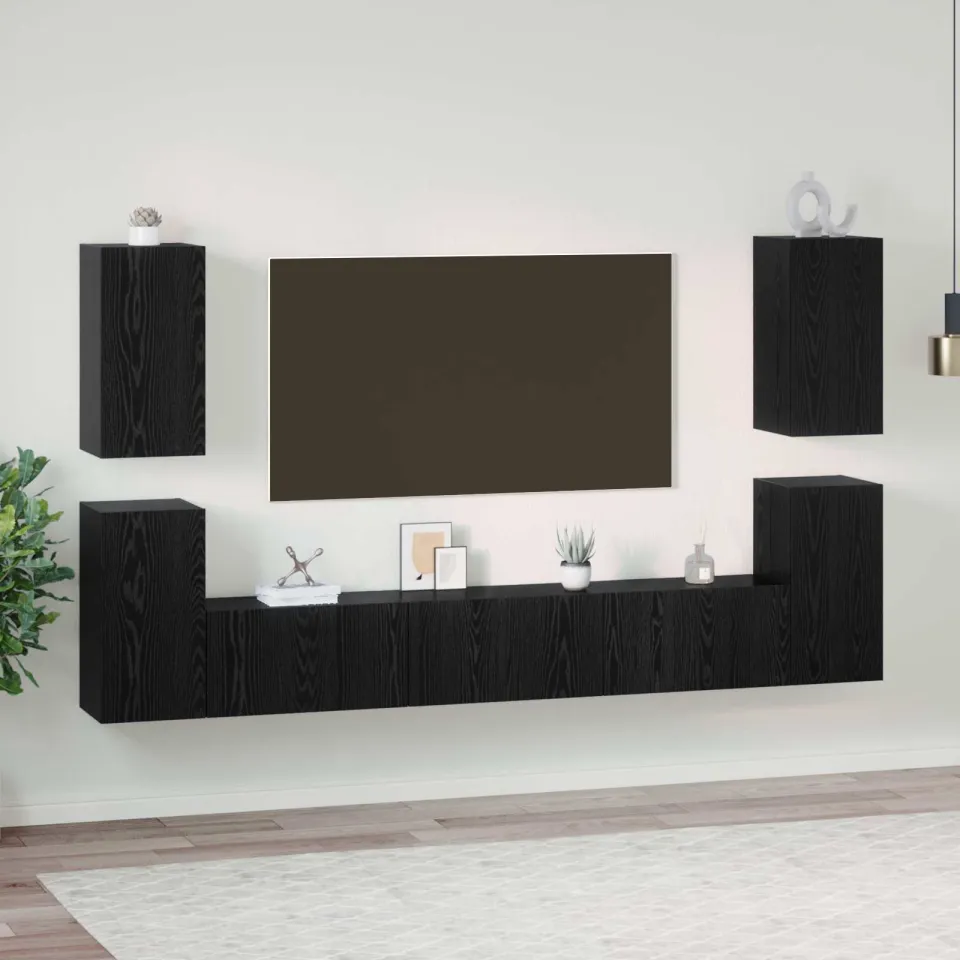 vidaXL Tv-meubelset 7 st Zwart Eiken, foto 4