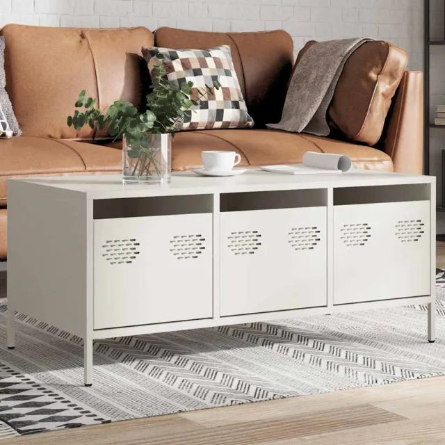 vidaXL Salontafel 101,5x50x43,5 cm koudgewalst staal wit, foto 2