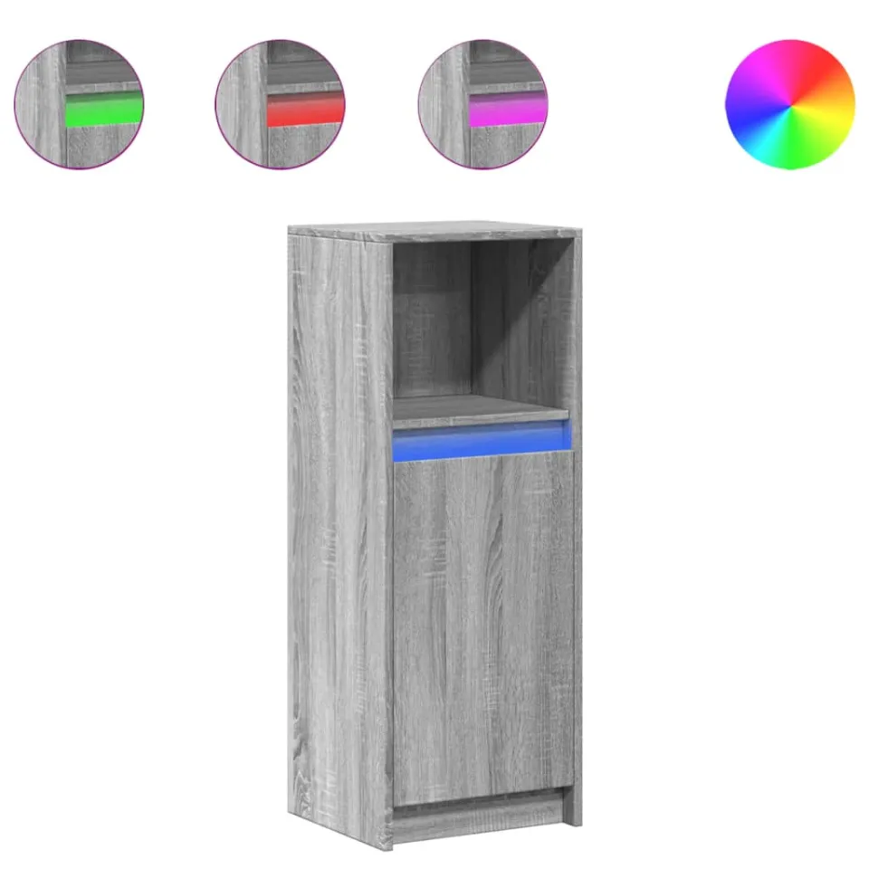 vidaXL Dressoir met LED 38x34x100 cm bewerkt hout grijs sonoma eiken, foto 3