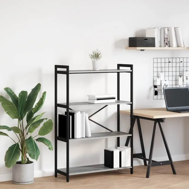 vidaXL Boekenkast 80 x 30 x 120 cm Bewerkt hout Grijs sonoma, foto 2