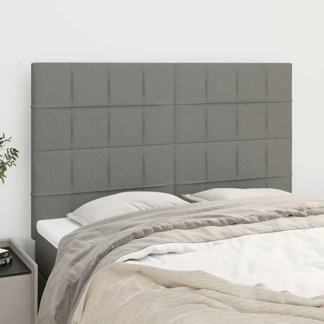 vidaXL Hoofdbord donkergrijs 144x5x118/128 cm Stof grijs