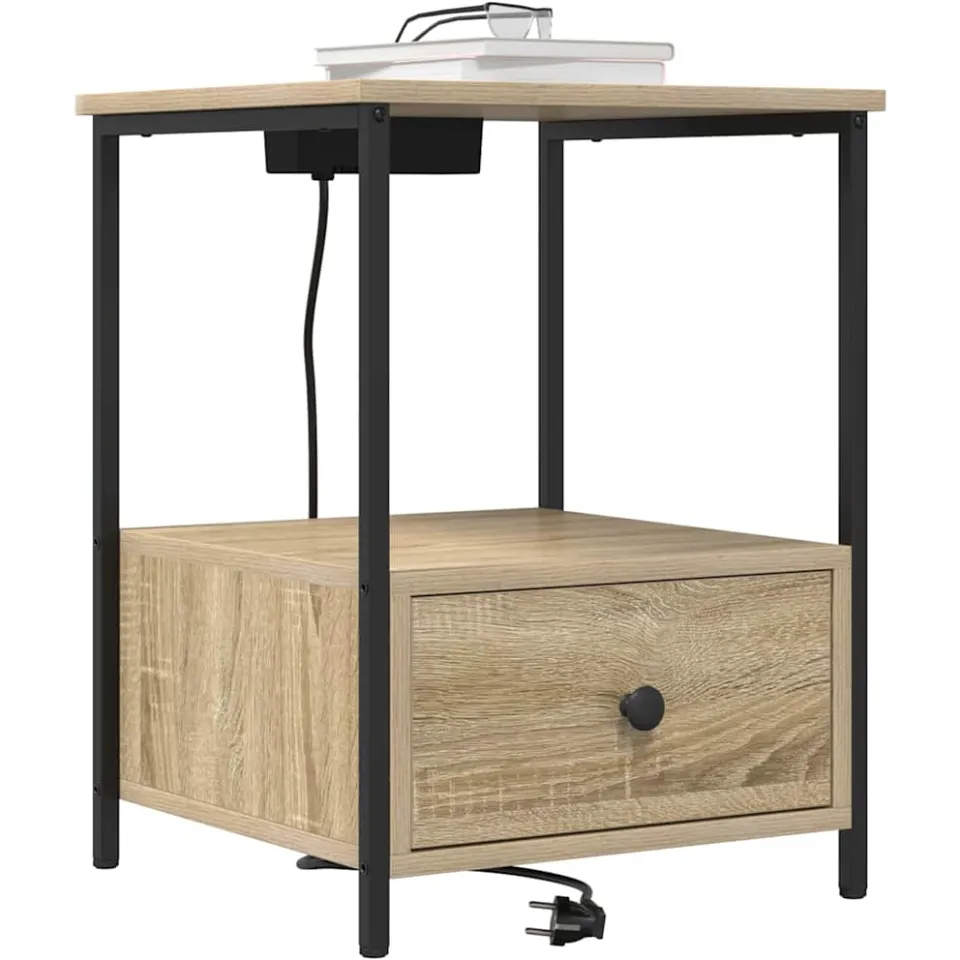vidaXL Nachtkastje 2 st Sonoma Eiken 42 x 41 x 56 cm Bewerkt hout Bruin