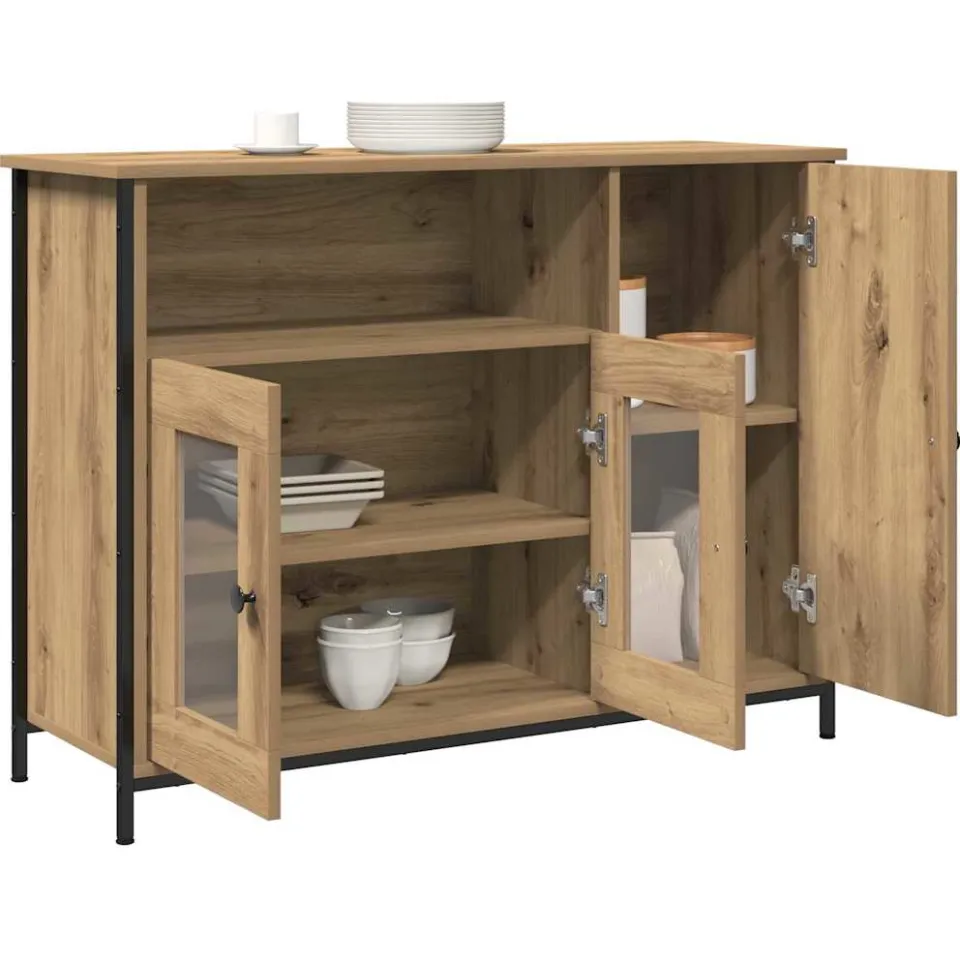 vidaXL Dressoir Artisan Eiken 100 x 35 x 75 cm, foto 2