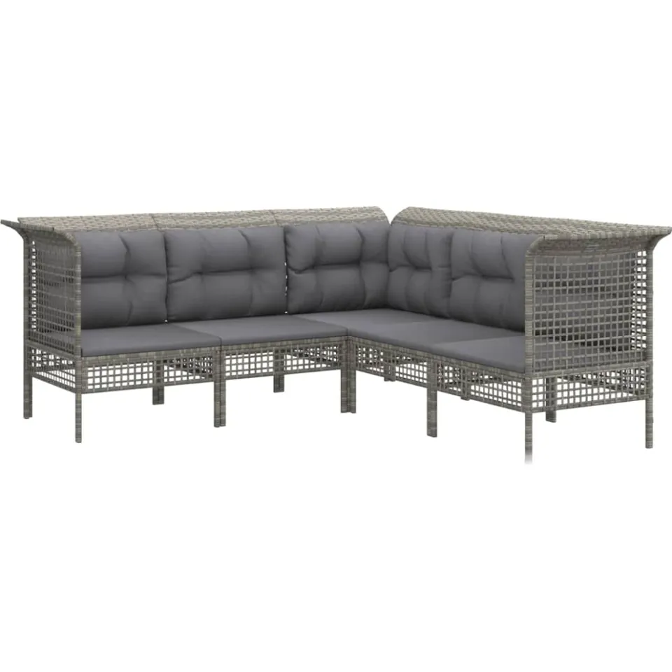 vidaXL 6-delige Loungeset met kussens poly rattan grijs, foto 3