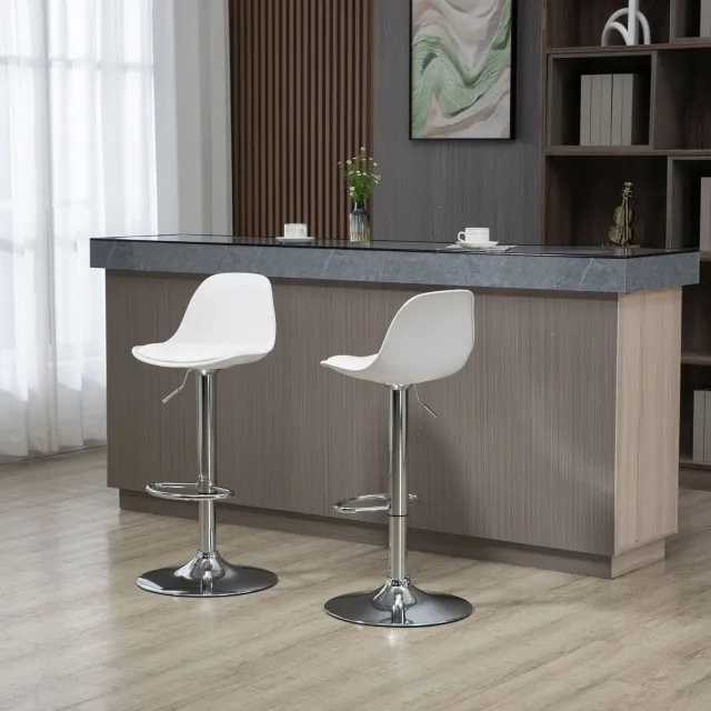 MODENUIT Barkruk 42 x 38 x 82-104 cm - Draaibaar En Hoogteverstelbaar - Keuken En Bar - Kunstleer - Wit