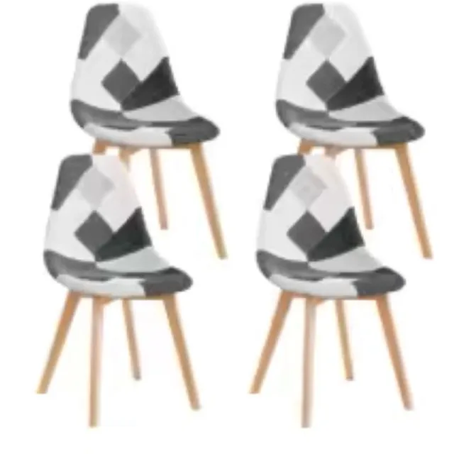 Questyr 4 Eetkamerstoelen - Houten Poten - Eetkamer - Fluweel Zwart - Comfortabele Designstoelen - Wit - Grijs - Zwart